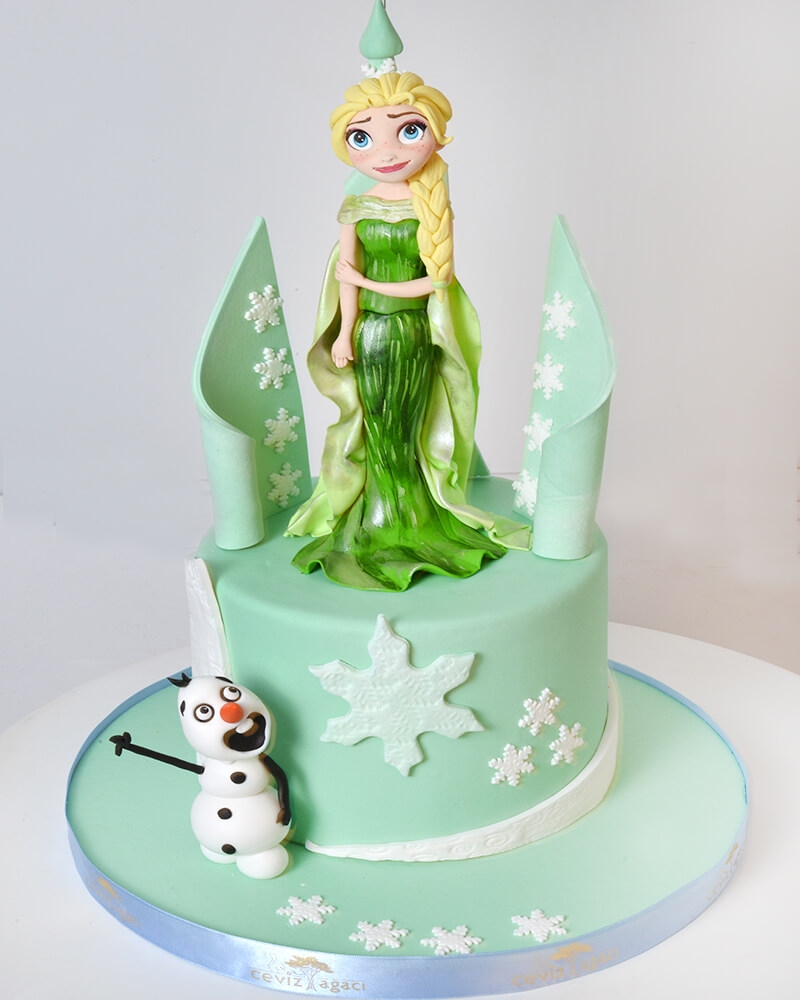 Su Yeşili Elsa Doğum Günü Pastası  0