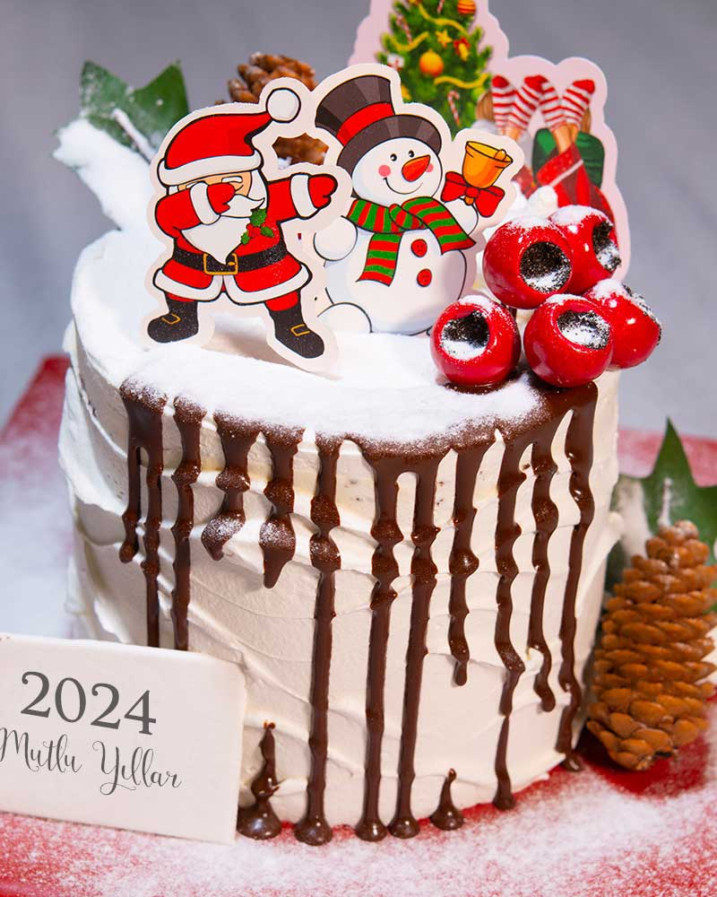 Yılbaşı Pastası Noel Baba ve Kardan Adam   1
