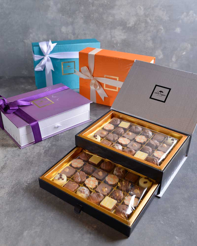 48'li Special Çikolata Çekmeceli Lüks Kutu - Ceviz Ağacı