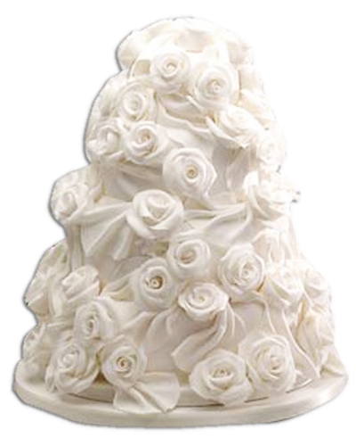 Beyaz Güllü Düğün Pastası