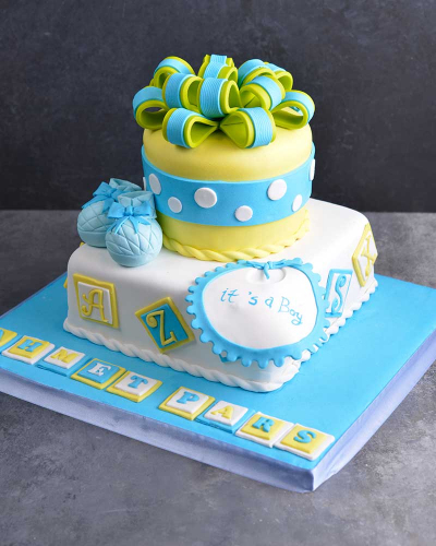 İki Katlı Erkek Baby Shower Pastası 