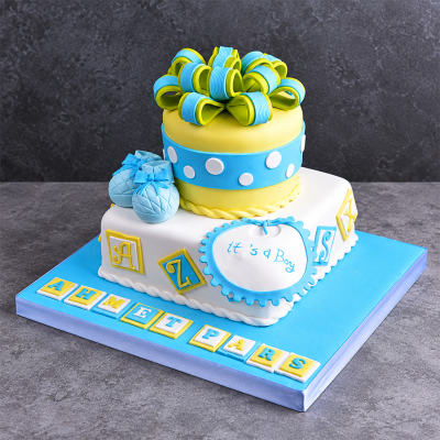 İki Katlı Erkek Baby Shower Pastası 