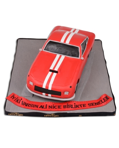 Kırmızı Araba Doğum Günü Pastası
