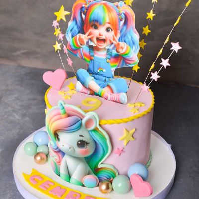 Rengarenk Unicorn Doğum Günü Pastası